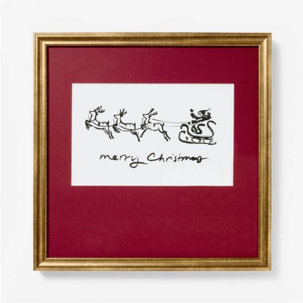 14"x14" Merry Christmas Santa Reindeer Framed Wall Art - Threshold Studio McGee